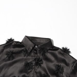 Patchwork Stereo Flower Long Sleeve Blouses