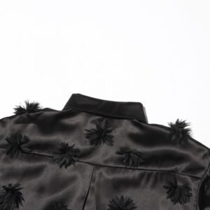 Patchwork Stereo Flower Long Sleeve Blouses