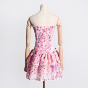 Flower Patchwork Mid-rise Sleeveless Dresses