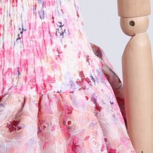 Flower Patchwork Mid-rise Sleeveless Dresses