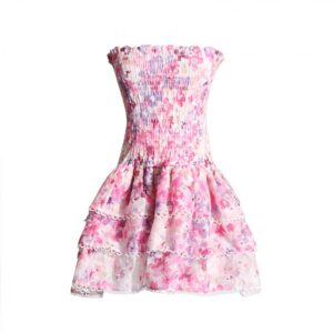 Flower Patchwork Mid-rise Sleeveless Dresses