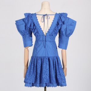 Patchwork Ruffle High Rise Short Sleeve Dress