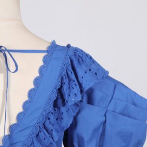 Patchwork Ruffle High Rise Short Sleeve Dress